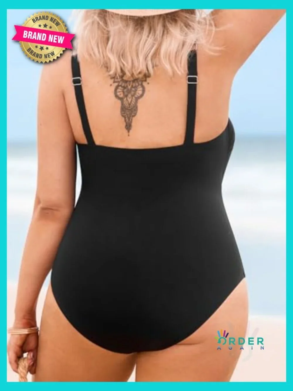 Plus Size One Piece Swimsuit Scoop Neck Adjustable Straps Mesh Swimwear